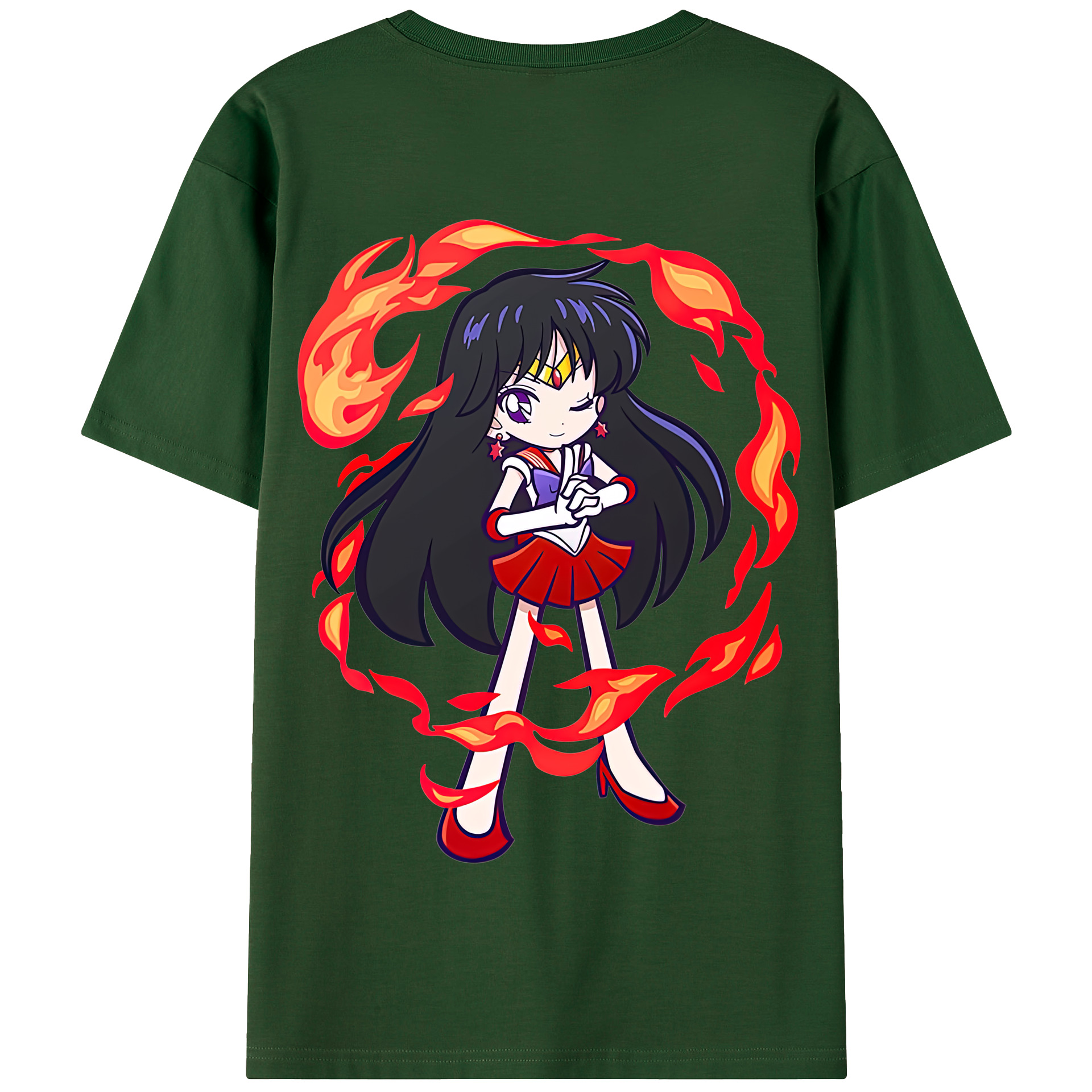 （画像用） 美少女戦士セーラームーン 火野レイ ひの レイ Sailor Moon Hino Rei （セーラーマーズ,Sailor Mars） 綿100％半袖Tシャツ（背面プリント）